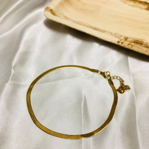 Sleek Gold Herringbone Anklet - Minimalist Anti-Tarnish Jewelry for Women
